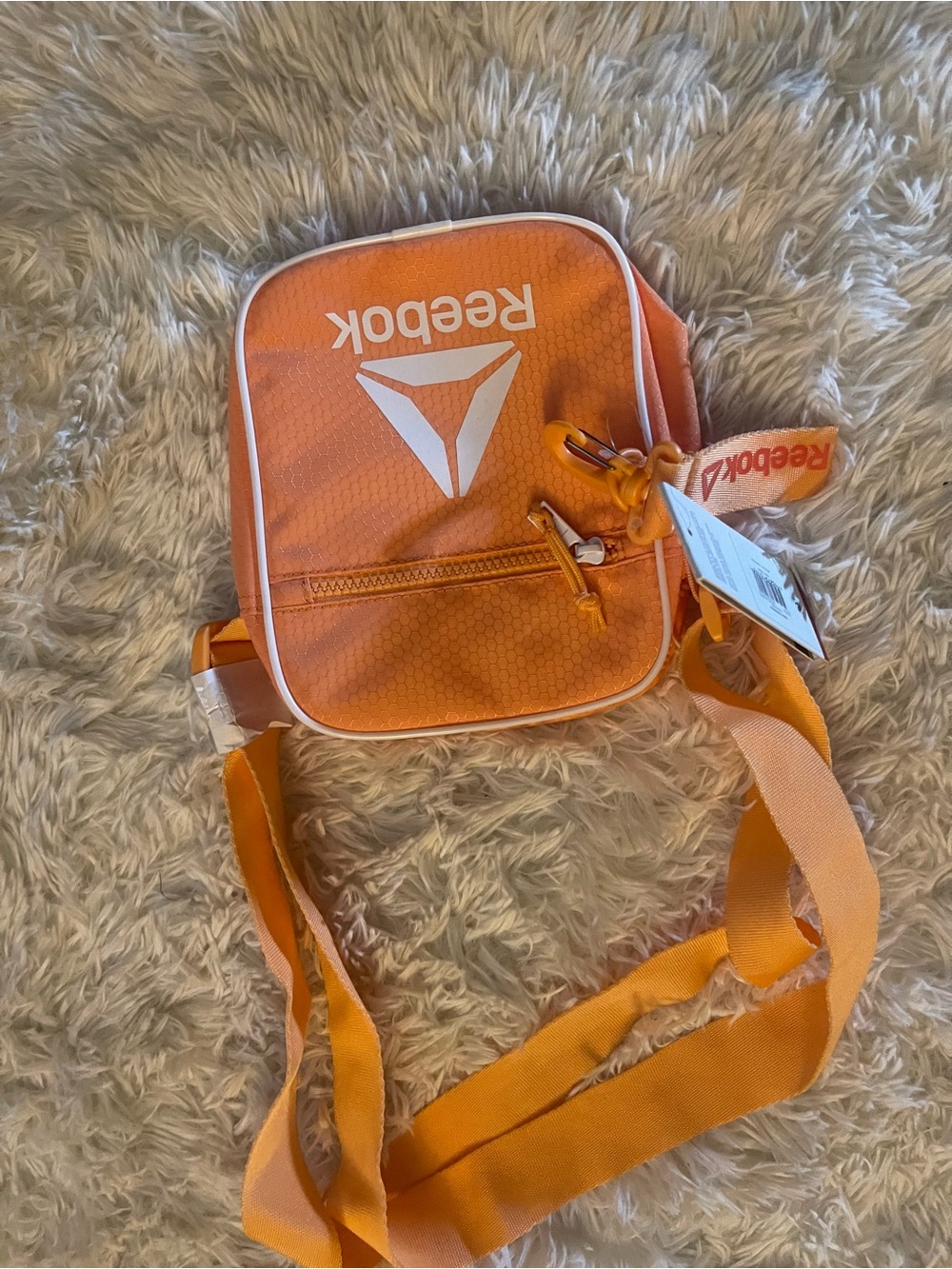 Orange Mini Crossbody Bag with White Logo